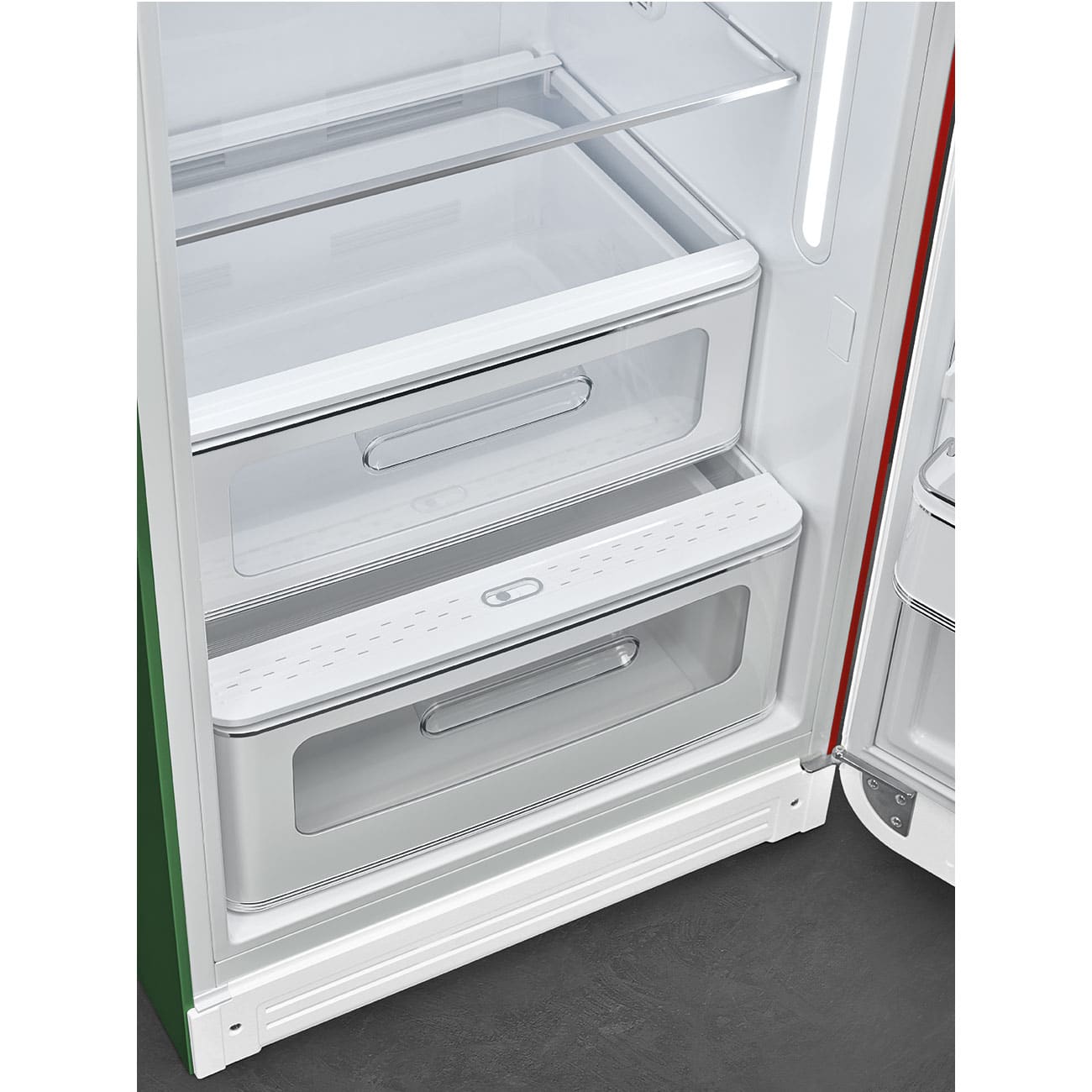 Année 50 Réfrigérateur-Congélateur Combiné Froid Ventilé Vert d'eau  charnières à droite par Smeg